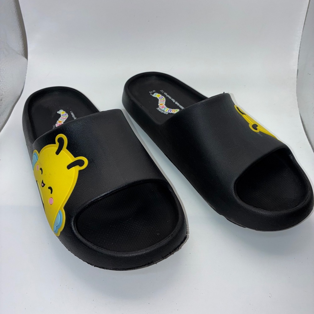 Squishmallows Sunny the Bee Black Slide Sandals Mens 9/10 Slip On‎ Foam Shoes